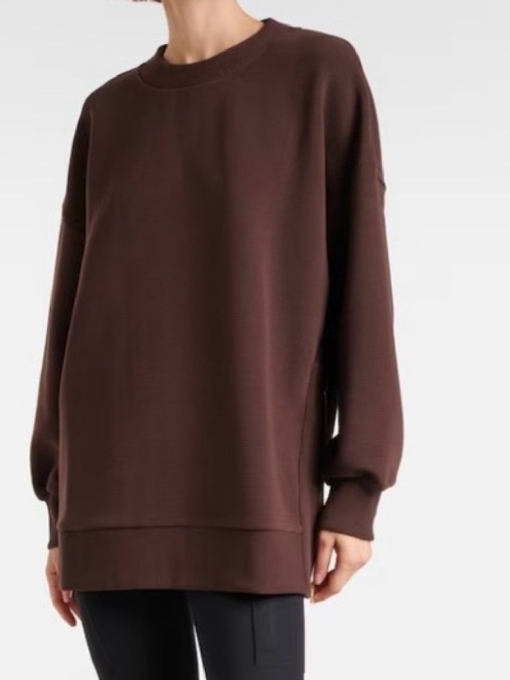 VARLEY Mae Boyfriend Sweatshirt Womens Size XS Ottoman Ribbed Brown Athleisure